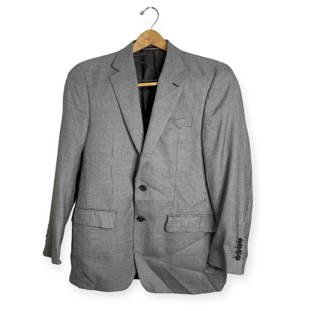 Ralph Lauren Houndstooth 2-Button Silk/Wool Blend Blazer Jacket Size 38R classic